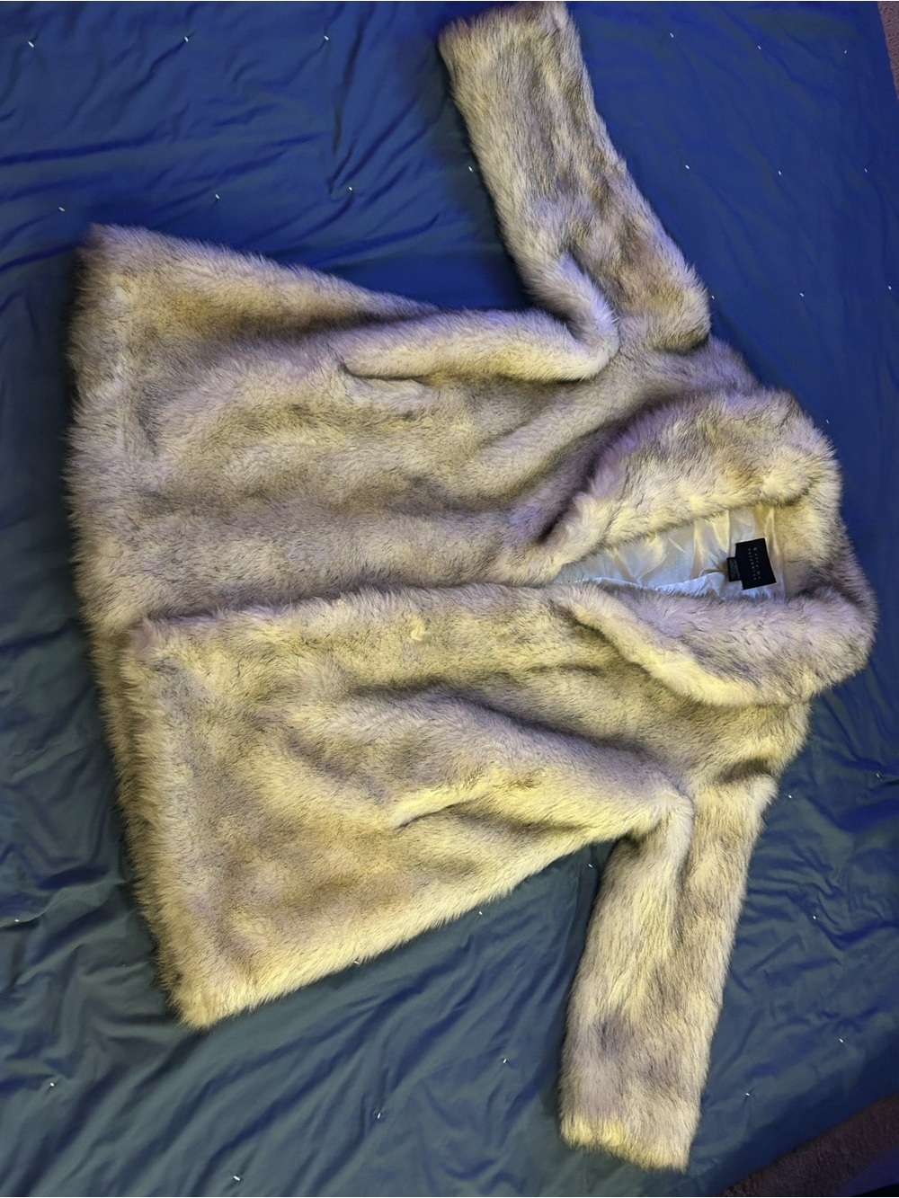 White frosted tips grey Faux Fur jacket
